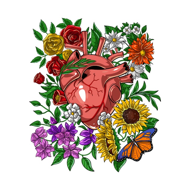 Floral Anatomical Heart by underheaven