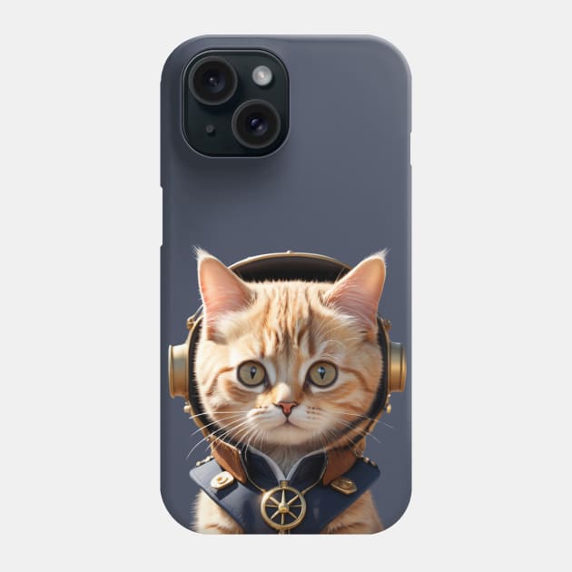 Funny Vintage Steampunk Cat Pilot Phone Case by Tina