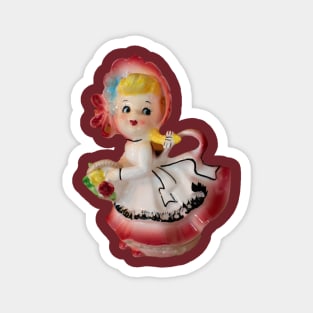 vintage Flower Bloomer Girl Planter Magnet