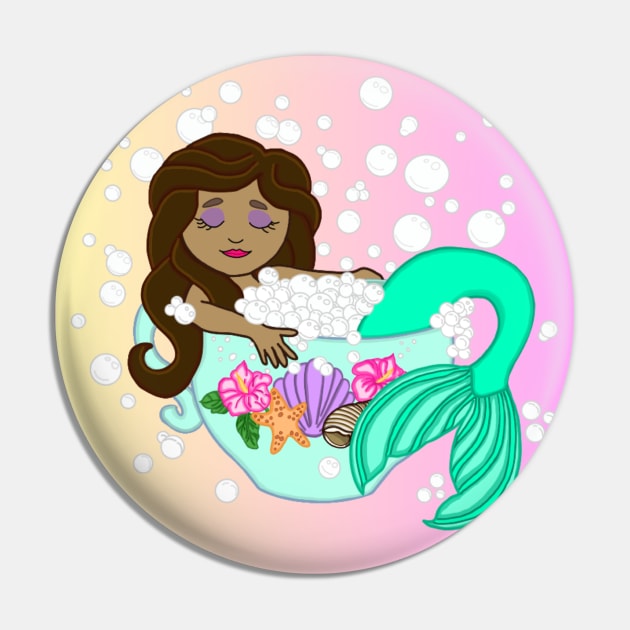 Teacup Mermaid (sunrise) Pin by Octopus Cafe