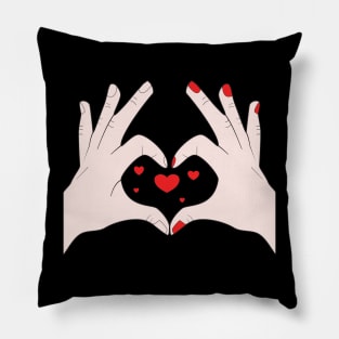 Hands Making Heart Shape Love Sign Language Valentine's Day Pillow
