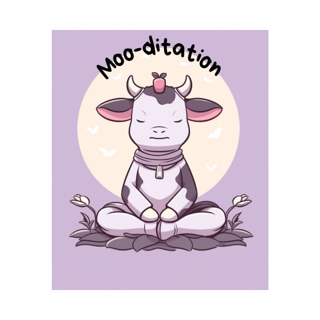 Kawaii Cute Yoga Meditating Cow by AdaMazingDesign