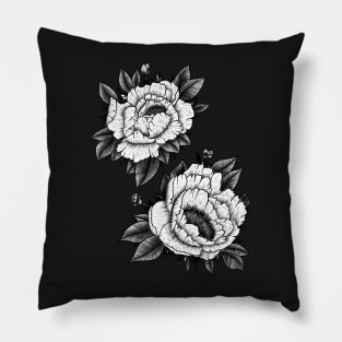 Tattoo Style Flower Print Pillow