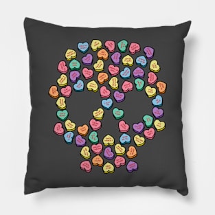 Death By Candy Valentine's Day Hearts Skull Pillow