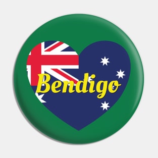 Bendigo VIC Australia Australian Flag Heart Pin