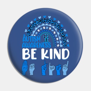 Be Kind Autism Awareness Rainbow Trendy Girls Leopard Pin