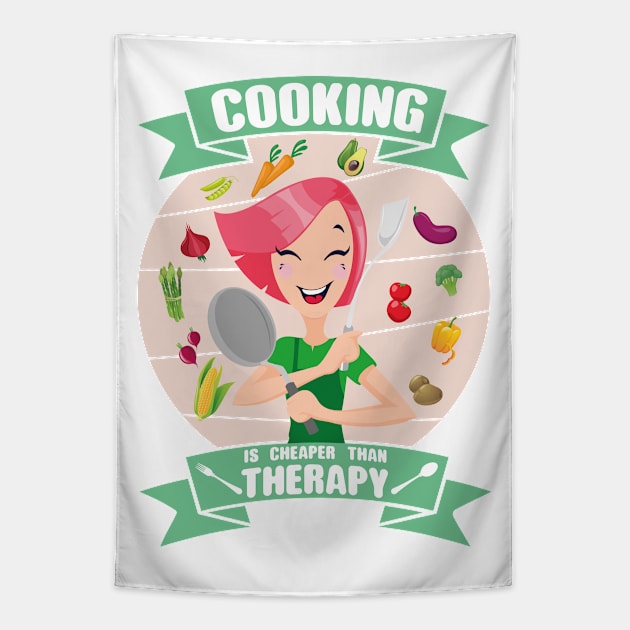 Cooking is cheaper than therapy Tapestry by FunawayHit