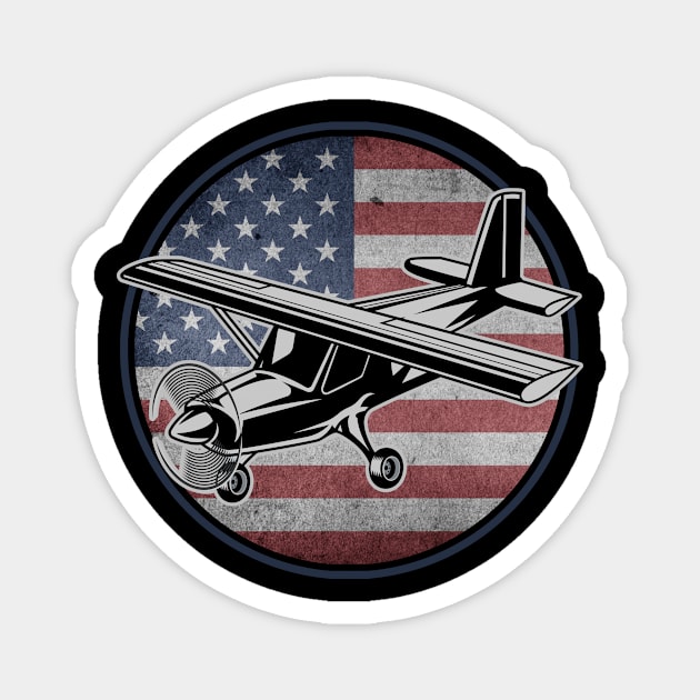 Pilot Funny Aviation Lover USA American Flag Magnet by Visual Vibes