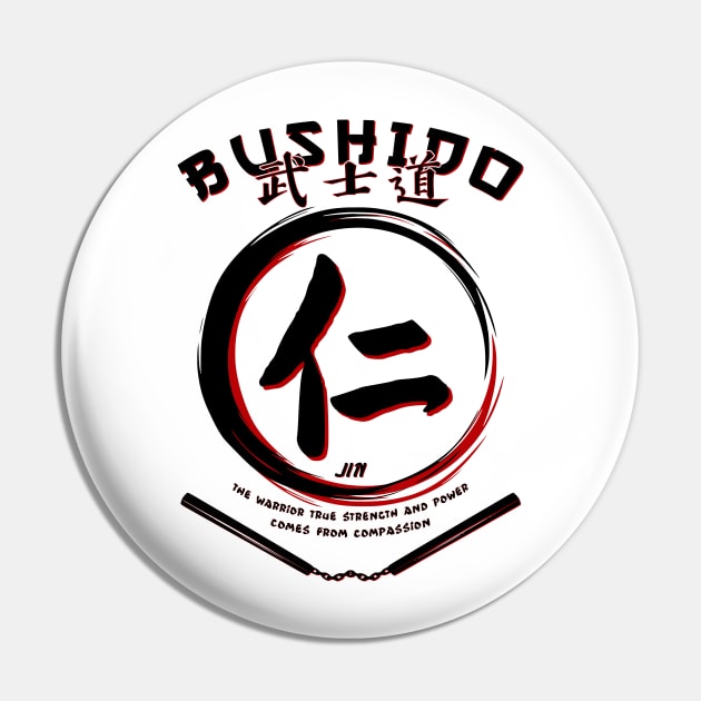 Seven Virtues of BUSHIDO - JIN - Martial Arts Kung-Fu Pin by 8 Fists of Tees