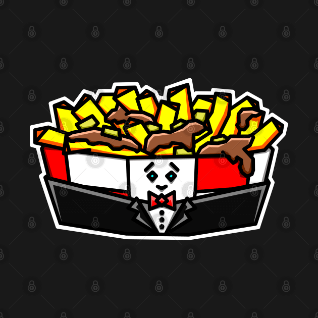 Fancy Poutine Wearing a Tuxedo and a Smile - Food of Quebec - Poutine by Bleeding Red Paint