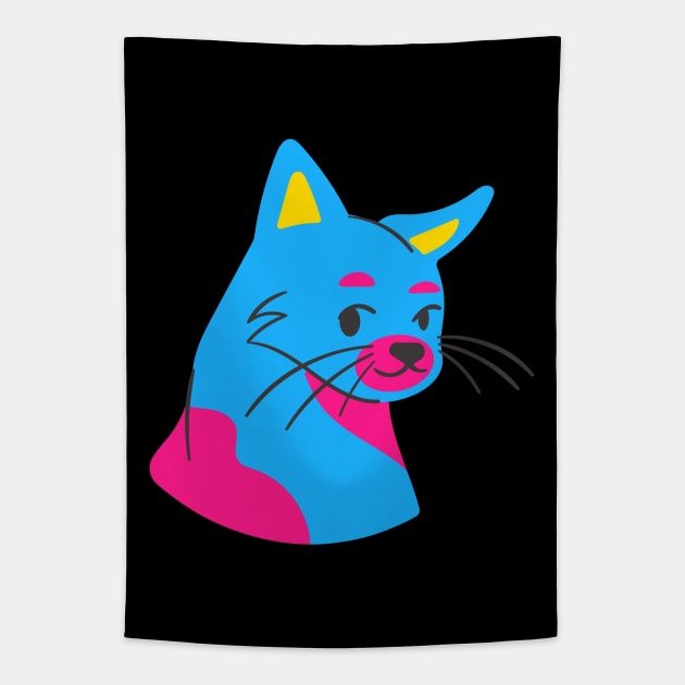 Cat in pansexual colors Tapestry by teesdottop