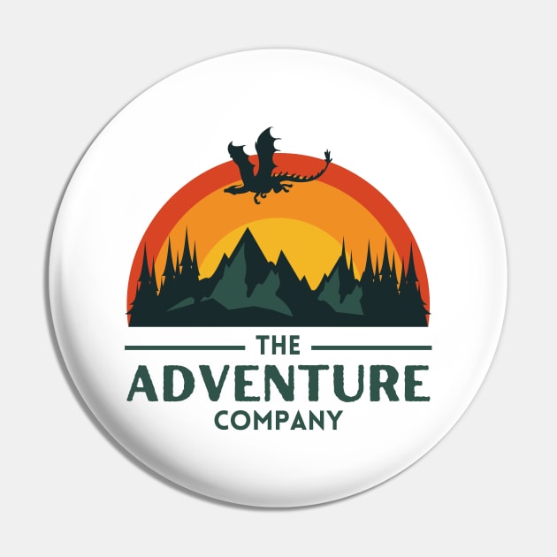 The Adventure Company - Dragon by the Mountain at Sunset - White - Fantasy Pin by Fenay-Designs