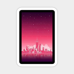 Vaporwave city minimalist art Magnet