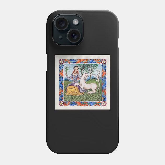 Medieval Illumination - Virgin & Unicorn Phone Case by TCilluminate