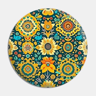 African Floral Pattern Pin