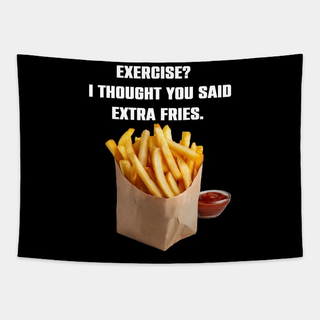 Funny Fries Lovers Gift Tapestry by Merchweaver