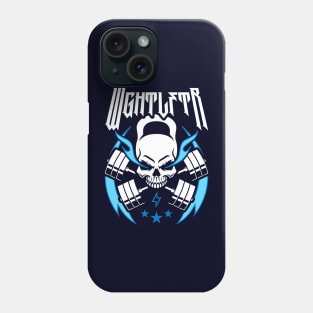 WGHTLFTR / Weightlifter (Kettlebell Skull Cross Barbell) Blue Blaze Phone Case