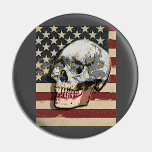 American Flag And Skull Vintage Grunge Pin