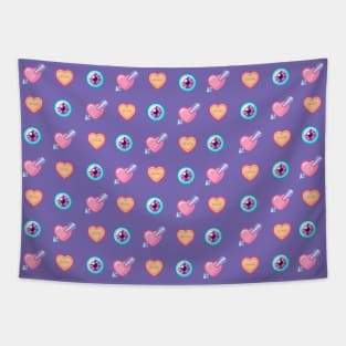 Hearts, eyeballs and sweets pattern Tapestry