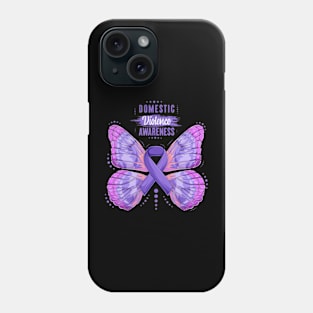 Family Domestic Violence Awareness Purple Ribbon Butterfly Phone Case