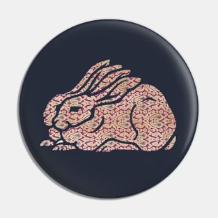 White and Red Paisley Rabbits Pin