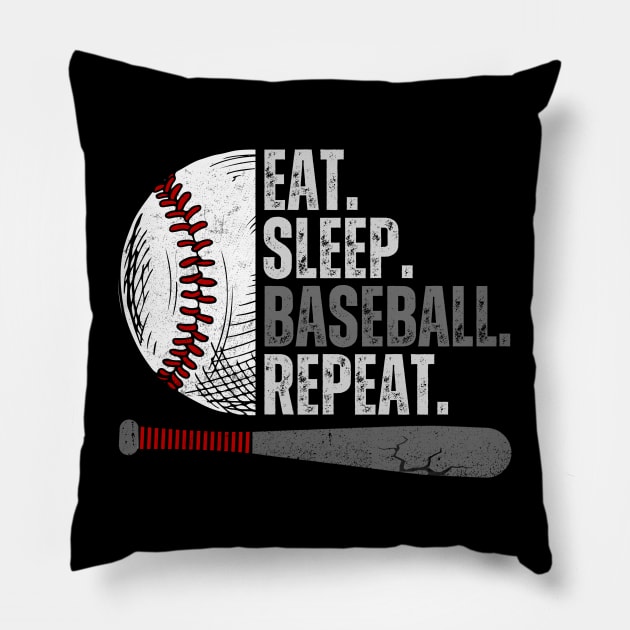 Eat Sleep Baseball Repeat Funny Baseball Player Pillow by MetAliStor ⭐⭐⭐⭐⭐