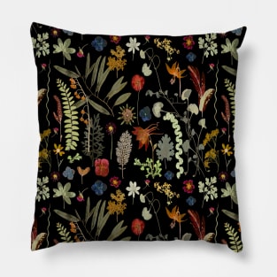 Dark Floral Botanicals Pillow