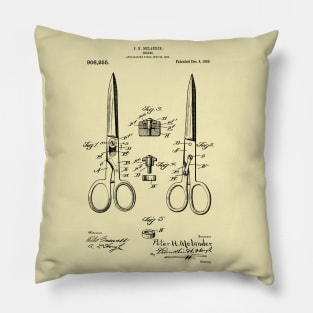 Vintage Dressmaking Scissors Patent Print 1908 Pillow