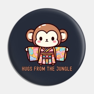 Japanese monkey Free hugs Pin