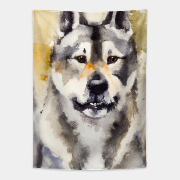 Norwegian Elkhound Watercolor - Dog Lover Gifts Tapestry by Edd Paint Something