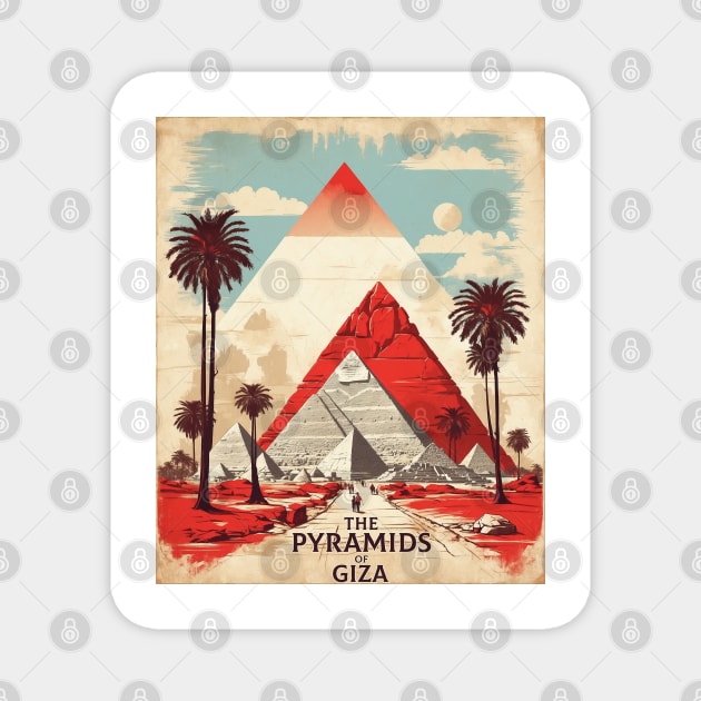 Pyramids of Giza Egypt Vintage Poster Tourism Magnet by TravelersGems