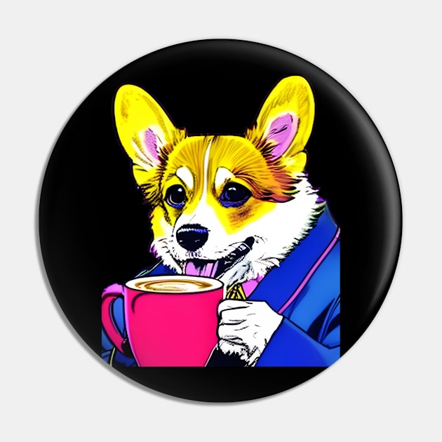 Corgi And Coffee Pin by Megaluxe 