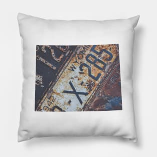 Vintage Wyoming License Plates Pillow