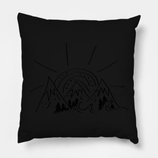 Mountain Sun Water and Trees- Nature Pillow