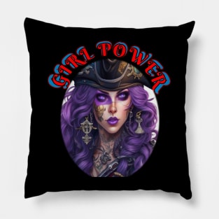 Girl power purple haired pirate Pillow