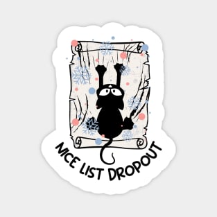 Cat Christmas Nice List Dropout, Cute Kitten Xmas Magnet