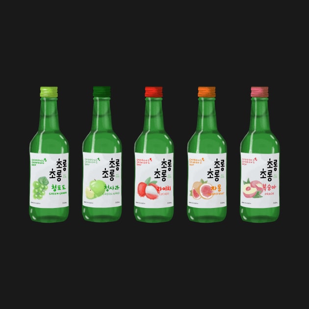 Soju Bottles drink korean aesthetics graphics illustration by nanaminhae