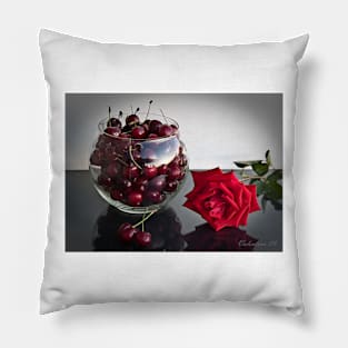 Cherry and  a Rose Pillow