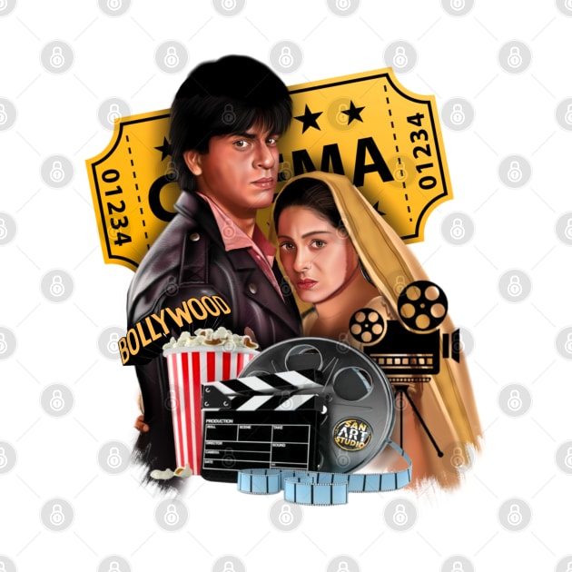 Shahrukh Khan and Kajol Artwork by SAN ART STUDIO 