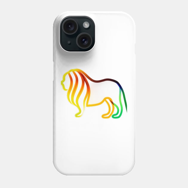 Cute Color Gradient Lion Shape Outline Drawing Phone Case by Play Zoo