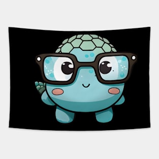 Cute turtle wearing glasses Tapestry