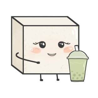 Cute Tofu with Boba Tea T-Shirt