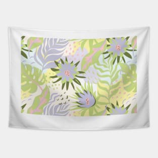 Violet, pink, green, light blue and yellow floral design Tapestry