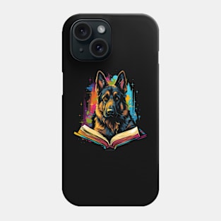 German Shepherd Reads Book Phone Case