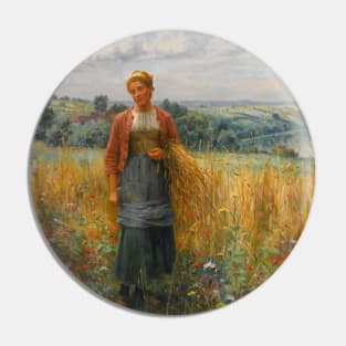 Jeannine Gleaning by Daniel Ridgway Knight Pin