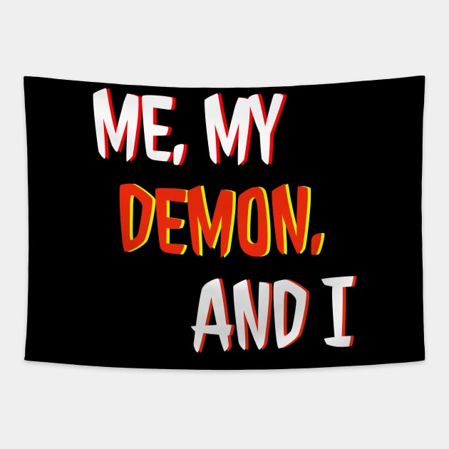 Me, My Demon, and I LOGO Tapestry by thelazyskeleton