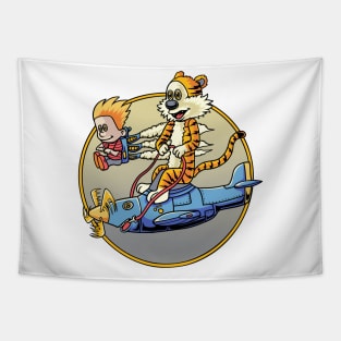 Calvin and Hobbes Pilot Helicopter Tapestry