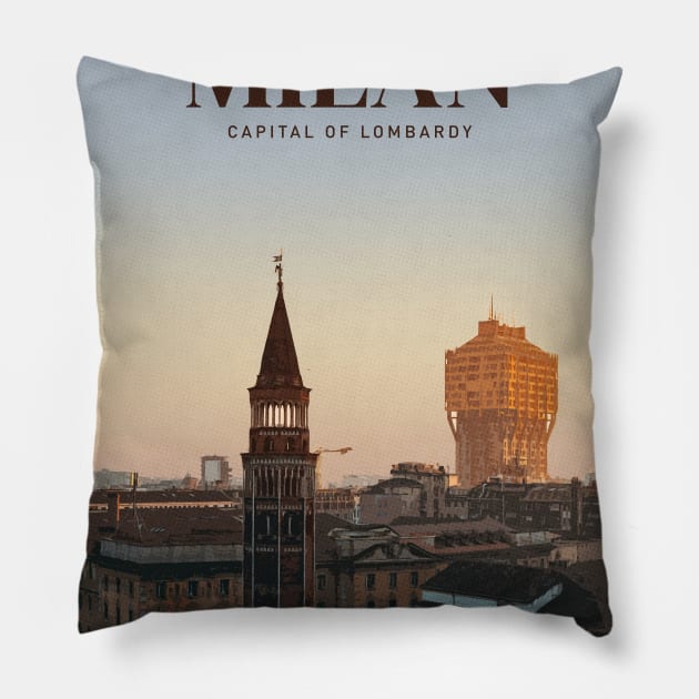 Visit Milan Pillow by Mercury Club