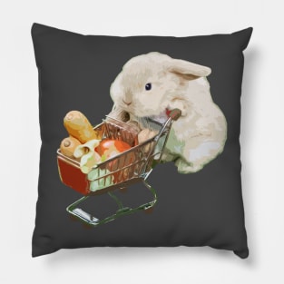 Affectionate Rabbit Cute American Fuzzy Lop Loves Carrot Vegan Grocery Shopping Pillow