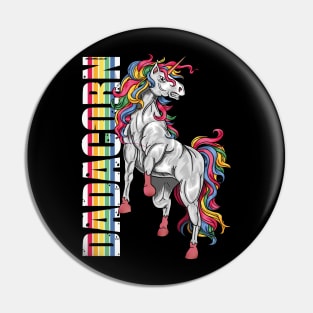 Dadacorn T Shirt Unicorn Muscle Dad - Baby Fathers Day Gift Pin